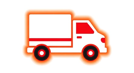 Fototapeta premium Delivery truck icon with red outline on white background