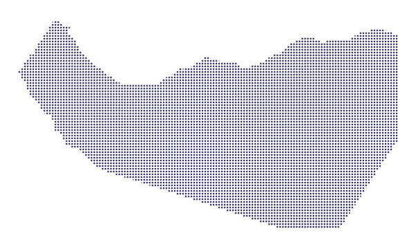 Dotted map of somaliland, blue pixelated silhouette isolated halftone dots map