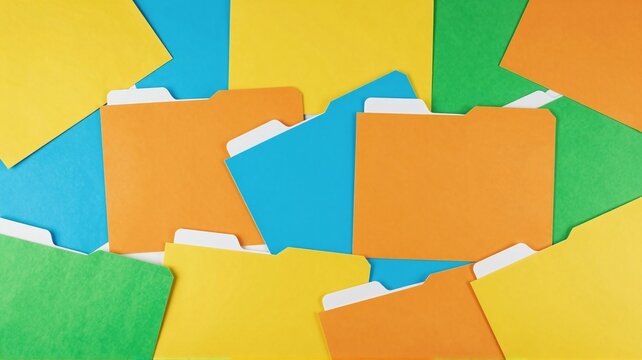Organize file folders on colorful background