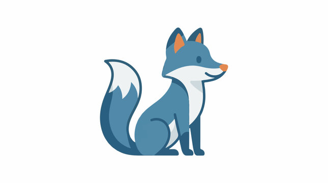 Cartoon blue fox with white tail and orange ears