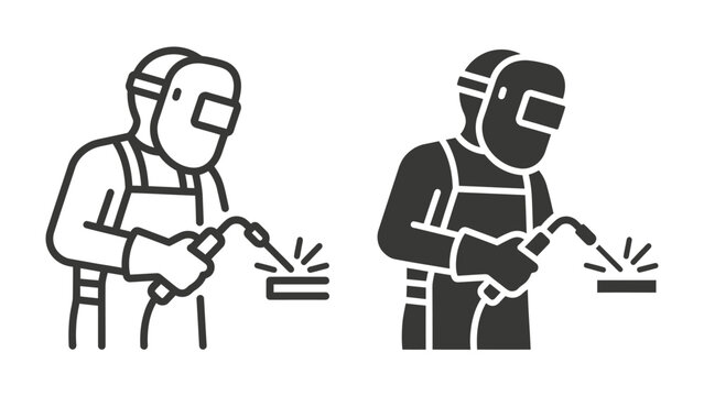 Welder Icon: A visual representation of a welder at work, showcasing the iconic protective gear and the sparks of creation emanating from their welding torch.