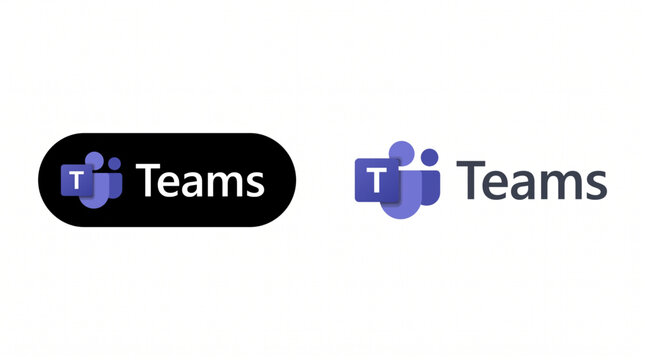 Microsoft Teams Logo and Wordmark Variations on Black and White Backgrounds, Digital Software Icon for Collaboration and Work, Editorial Use Only