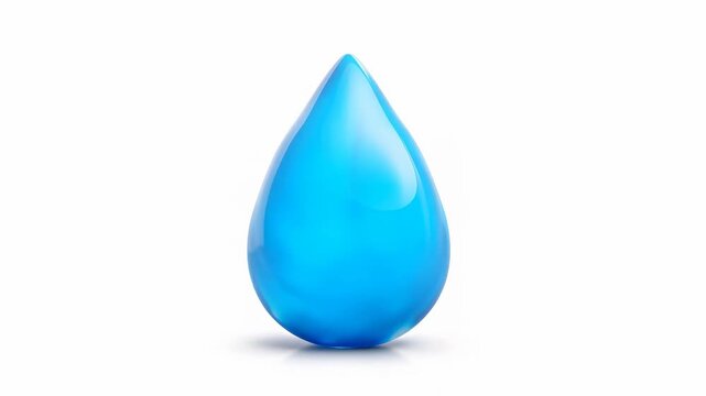 Blue water droplet character with expressive eyes transitions from happy to sly, finally appearing as a simple blue droplet against a clean white background