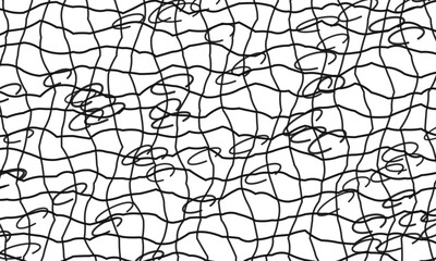 Obraz premium Abstract organic scribble pattern on a black mesh grid background with a minimalist concept and graphic style
