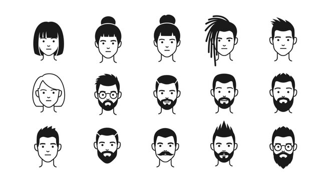 Diverse group of people with neutral expressions and short hair.