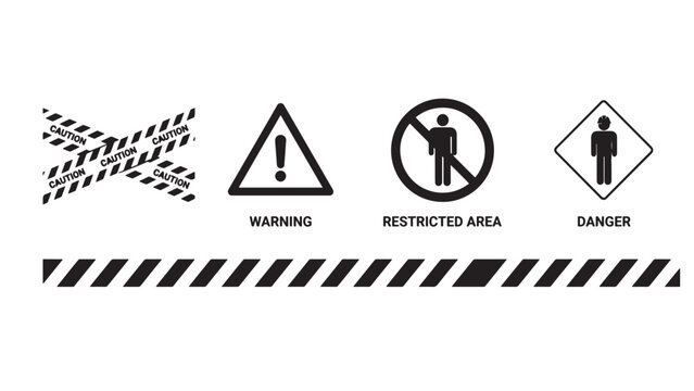 Safety and caution icons for warning and restriction&hellip;