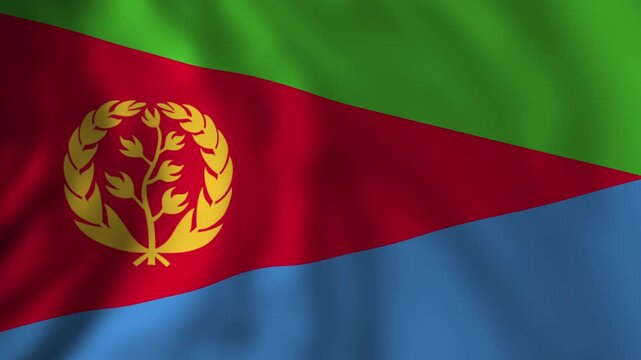 Waving flag of eritrea blowing in the wind
