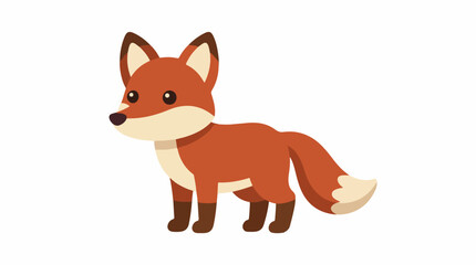Fototapeta premium Cartoon fox with bushy tail standing on white background