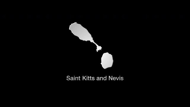 Saint kitts and nevis map revealing with glowing digital particles