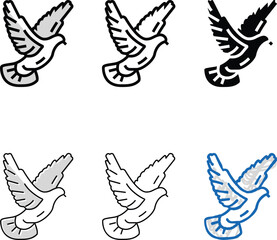 Obraz premium flying dove color icon styles vector. flying dove sign. isolated symbol