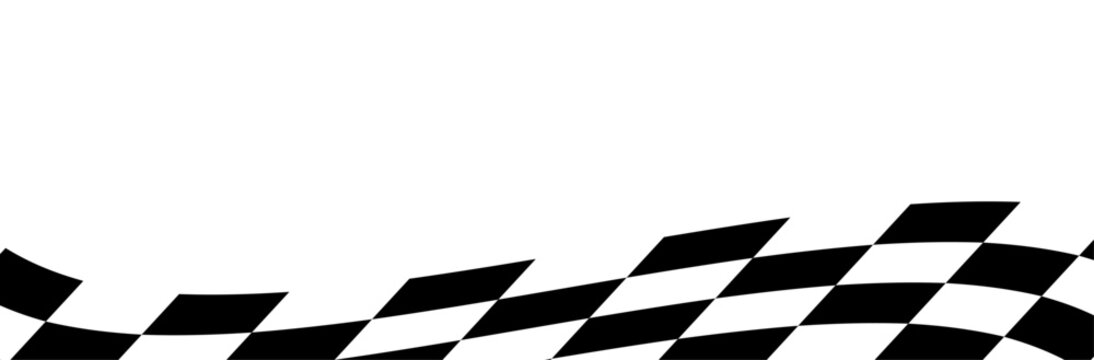 Wavy checkered racing flag border graphic.