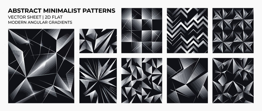 Abstract Geometric Patterns Collection: Minimalist, Modern, Angular Gradients, Vector Art