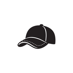 Fototapeta premium Black Baseball Cap Silhouette Icon – Minimalist Sports Hat Vector Illustration
