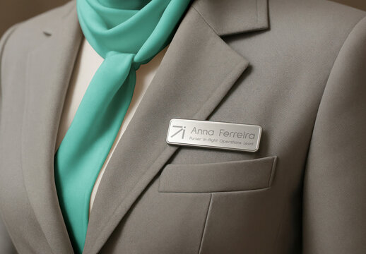 Professional Uniform With Name Tag Mockup PSD