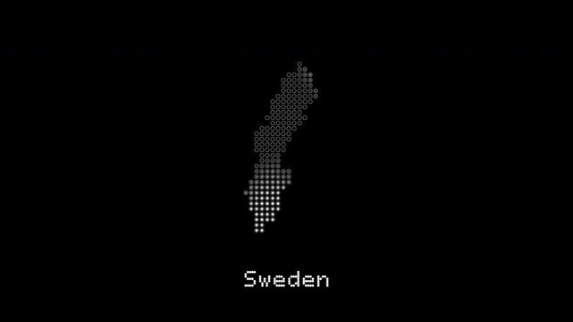 Sweden country map revealing on a digital screen