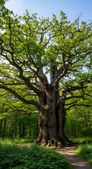 Fototapeta premium Majestic Old Tree in Lush Green Forest.
