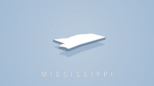 Mississippi state map rotating in 3d animation