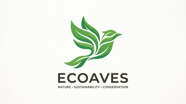Eco Bird Logo Design, Green Nature Sustainability Branding, Modern Organic Environmental Identity for Renewable Business and Conservation Projects, 8K image 