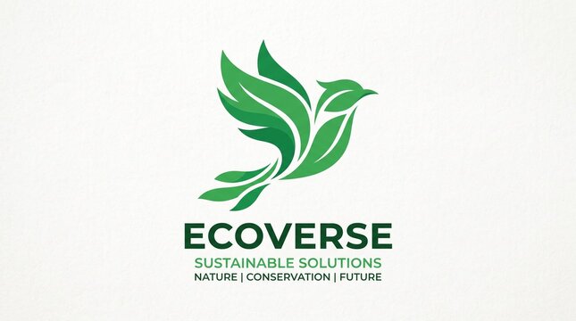 Eco Bird Logo Design, Green Nature Sustainability Branding, Modern Organic Environmental Identity for Renewable Business and Conservation Projects, 4K image 