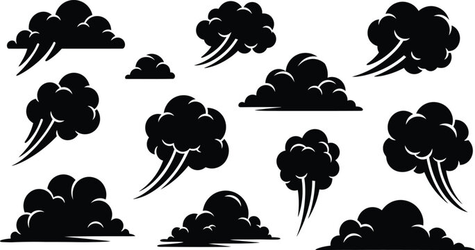 Tornado clouds illustration, stormy weather icons