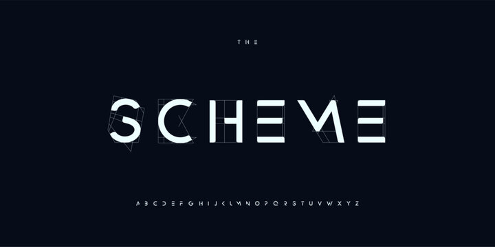 Architect Font Logo Alphabet Blueprint Letter Set Modern Typography, Creative Typographic Design for Architectural Title Text, Technical Project Headline and Logotype, Contour Fonts. Vector Typeface