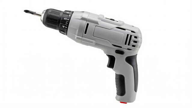 A cordless electric power drill isolated on a solid white background