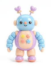 Obraz premium Cute pastel blue and purple balloon robot toy isolated on white background, 3D render generative AI