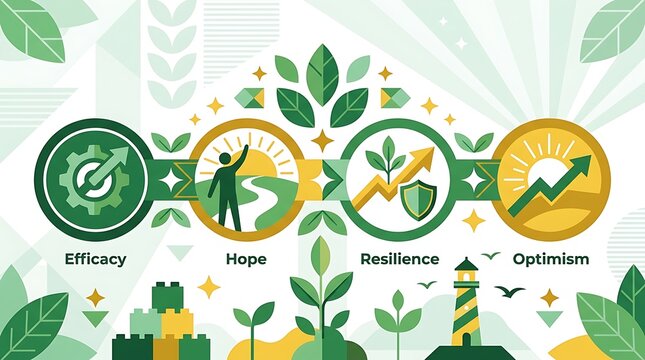 Conceptual banner for efficacy hope resilience and optimism