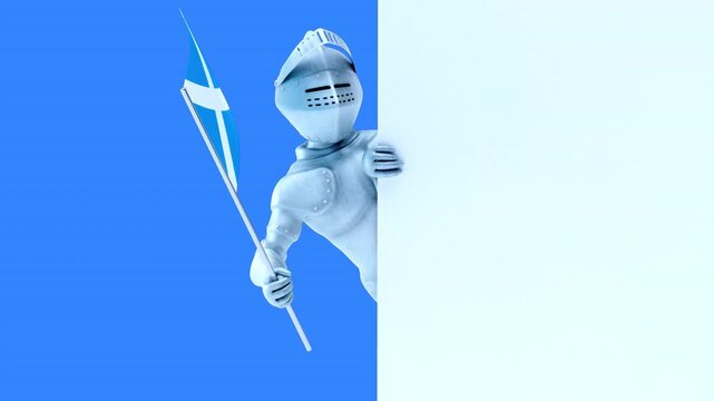 3D rendered cyborg robot character and fishing hook on blue background, business technology concept illustration, cartoon toy-style humanoid robot hybrid concept