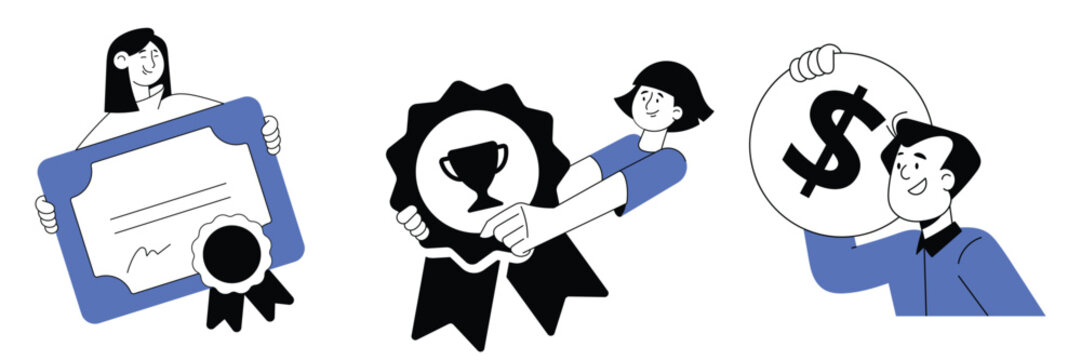 Cartoon Achievement and Success Elements Set