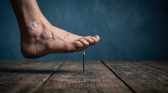 Dangerous step toward rusty nail and tetanus infection