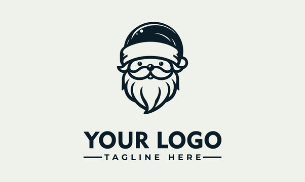 Minimalist Santa Claus beard and hat vector logo illustration for holiday branding