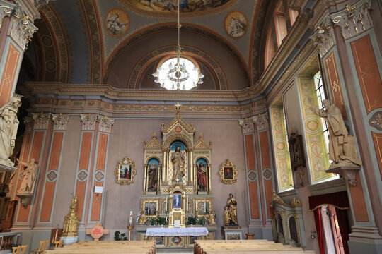Altar in the parish church of St. Ulrich in South Tyrol, Italy