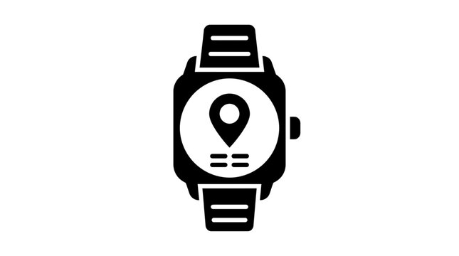 Smartwatch with GPS Location Pin Icon on Screen, Technology and Navigation Concept