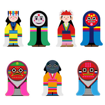 Korean Traditional Folk Performers Character Set