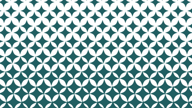 Teal and white geometric leaf pattern design