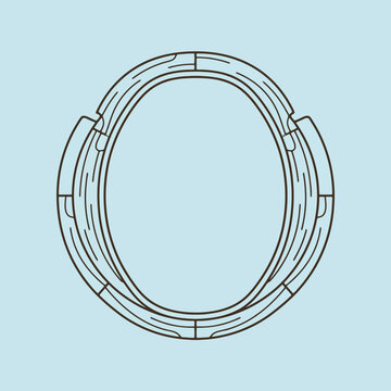 Minimalist oval line art on a light blue background