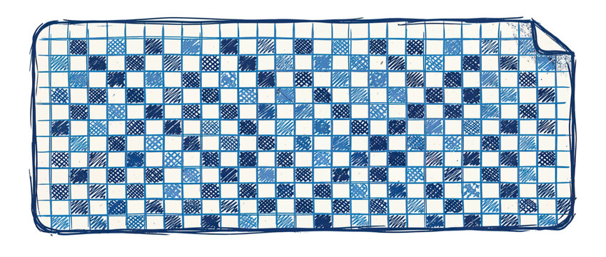 Hand Drawn Blue and White Gingham Pattern