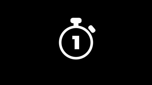 5 seconds countdown, Analog of simple clean timer with digital text numbers animated icon on a transparent background.
