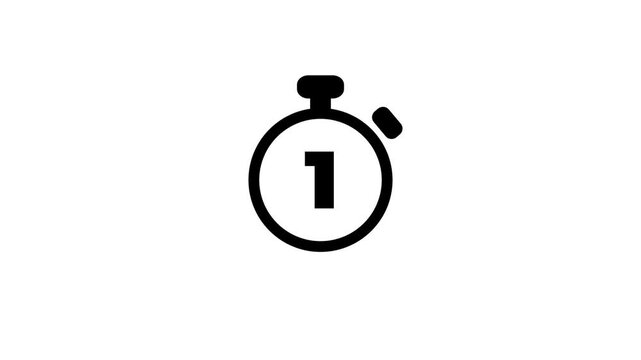 5 seconds countdown, Analog of simple clean timer with digital text numbers animated icon on a transparent background.