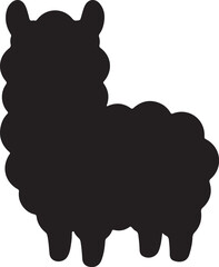 Obraz premium Alpaca Black Silhouette Vector Icon Isolated on White Background