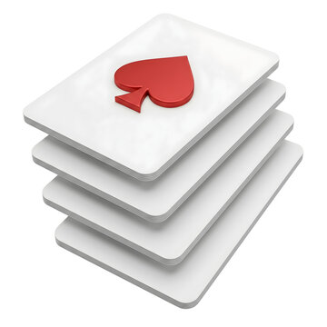 Stack of white cards with a red heart on transparent background