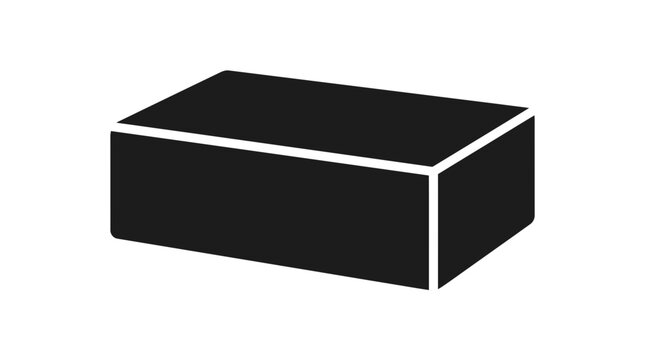 Solid Black Brick Icon, Simple Rectangular Shape, Construction Element