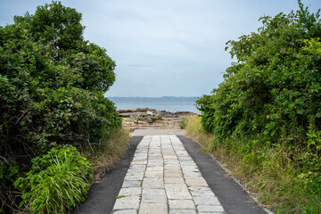 Obraz premium 梅雨空の観音崎公園の風景 神奈川県・横須賀市