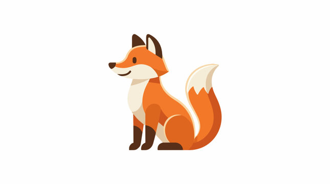 Cute cartoon fox sitting with orange white and brown coloring