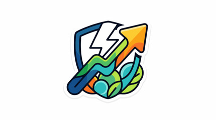 Naklejka premium Colorful logo with lightning bolt and arrow