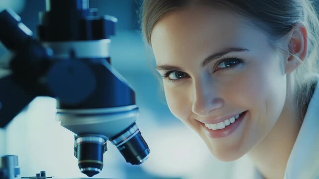 Handsome Scientist Examining Results Through Microscope