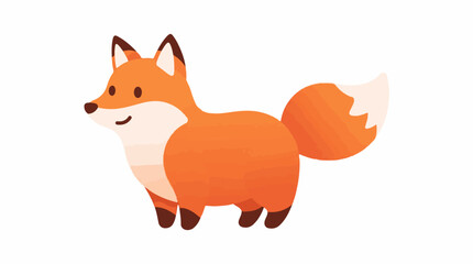 Fototapeta premium Cute cartoon fox with orange fur bushy tail and white belly