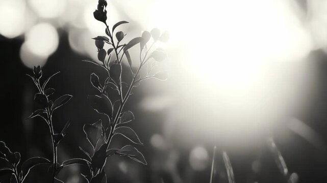 Sunlit Plant in Focus with Blurred Background