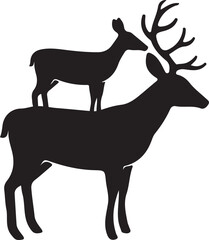 Fototapeta premium Deer Family Silhouette SVG Buck and Doe Wildlife Vector Design